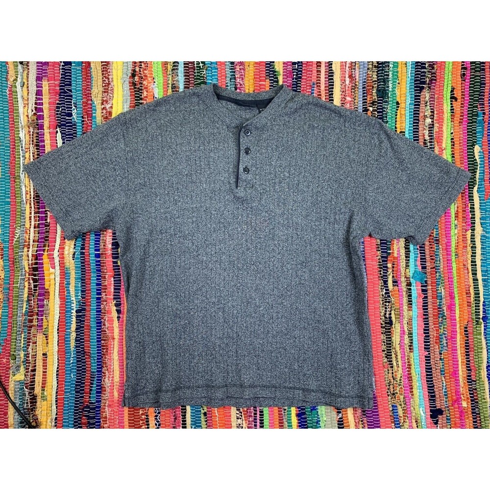 Cherokee Men's 1/4 Button Short Sleeve Gray Tshirt Size M 38/40 Cotton